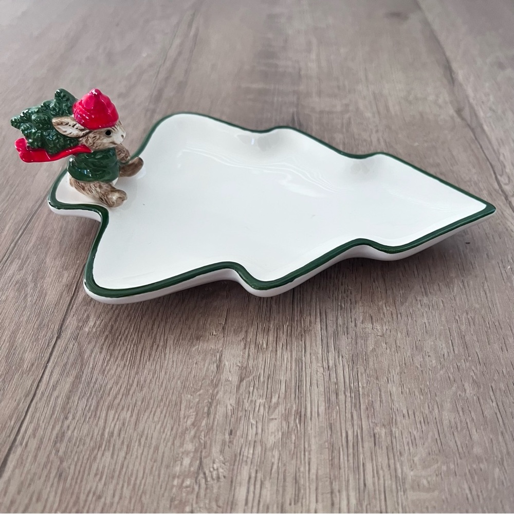Vintage Ceramic Otagiri Japan Christmas‎ Trinket Tray Candy Dish - Squirrel
